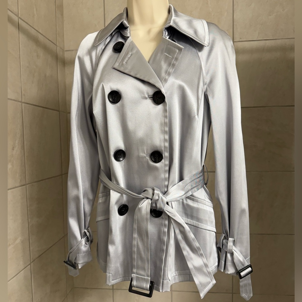 EUC INC International Concepts silver double-breasted lightweight jacket, size S